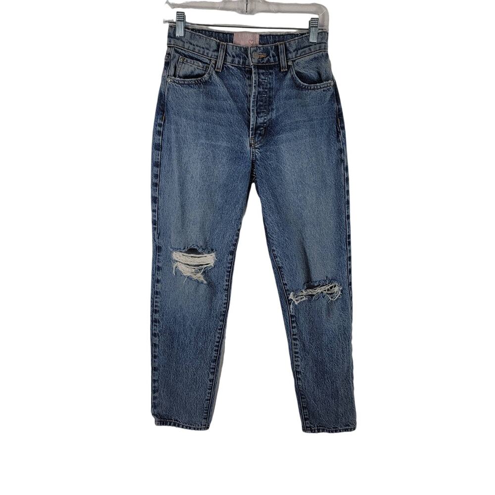 Revice Whiskering Distressed Whiskering Button Fly Ankle Women's Jeans 26